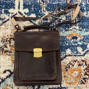 Dark Brown Leather Men's Messenger Bag